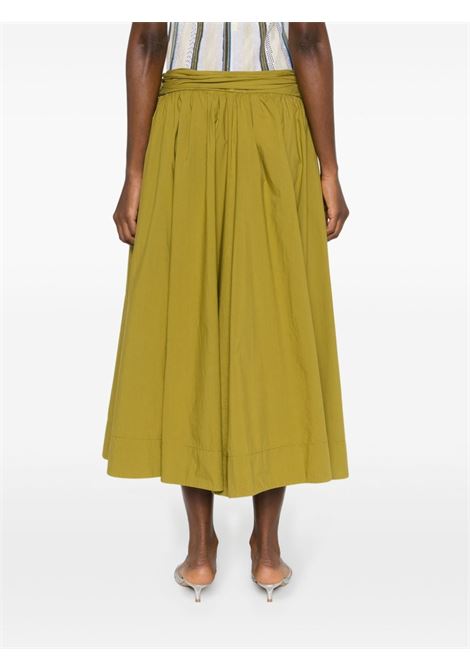 Khaki ruched-detail long skirt - women FORTE FORTE | 123473014